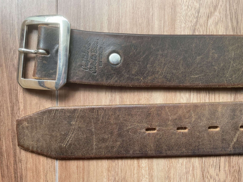 Schott PERFECTO BELT 約4年使用した経年変化サンプル