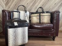 パイソンレザーのビジネスバッグとスーツケース
