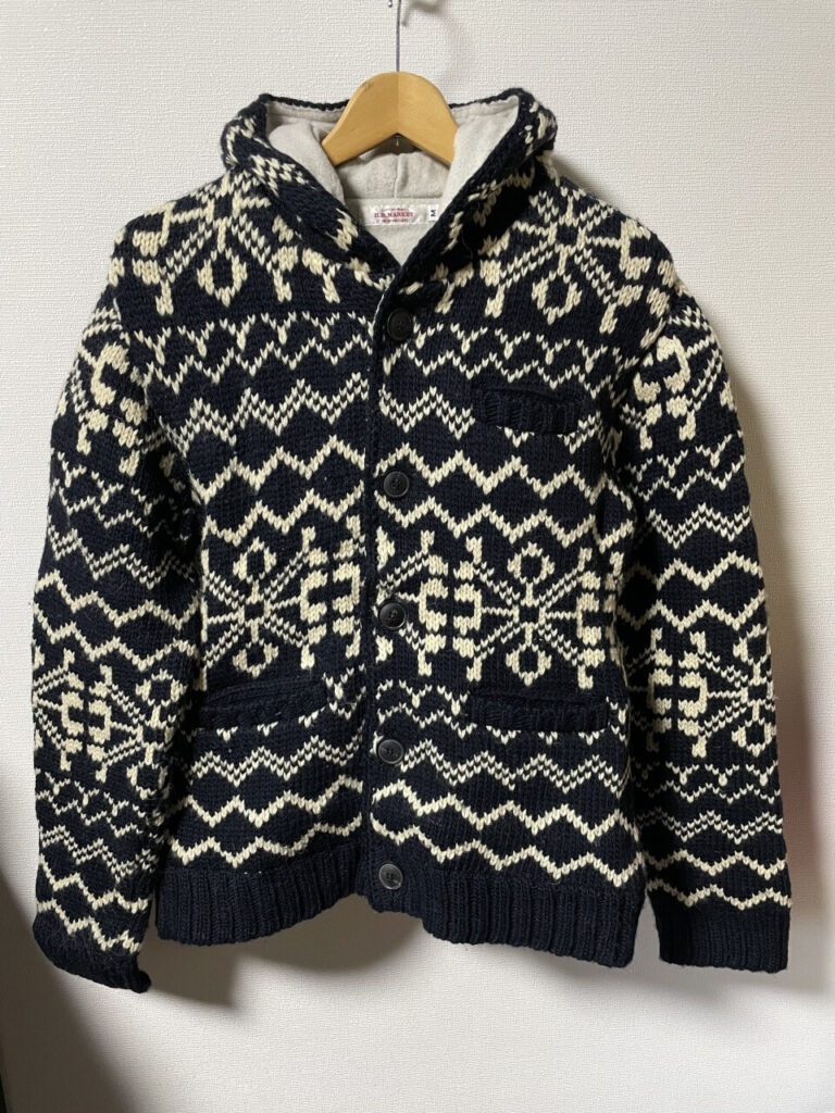 ハリウッドランチマーケットのスノーフレークニットジャケット(ネイビー)