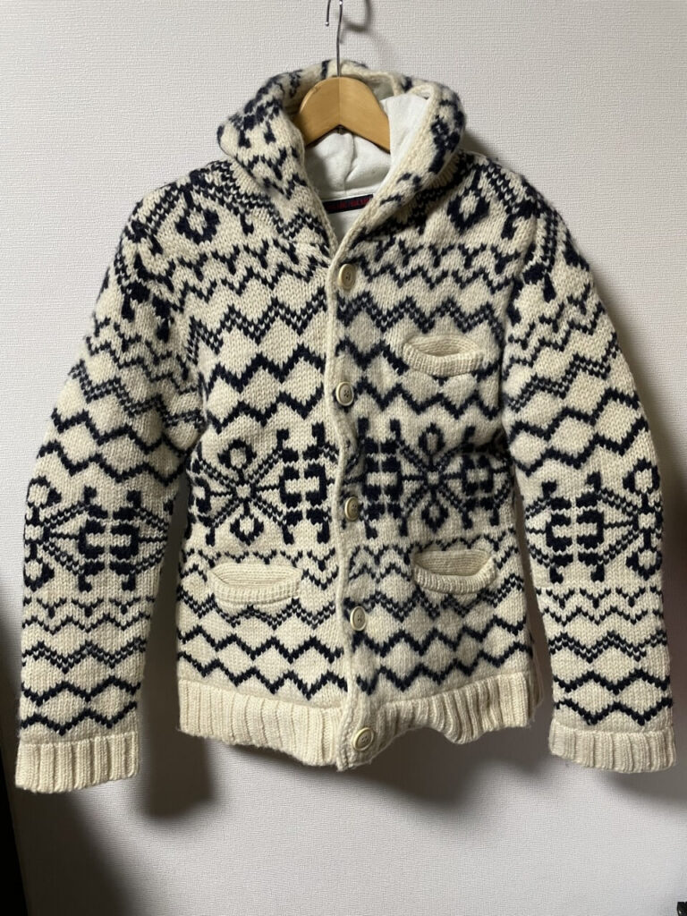 ハリウッドランチマーケットのスノーフレークニットジャケット(ホワイト)