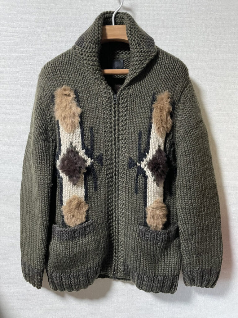 イロコイのラビットファーカウチンニット(ブラウン)