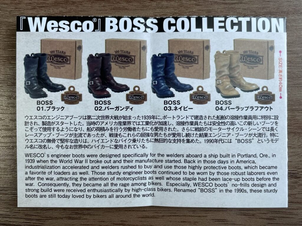 Wesco BOSS COLLECTION ボックストイのミニブックの見開き