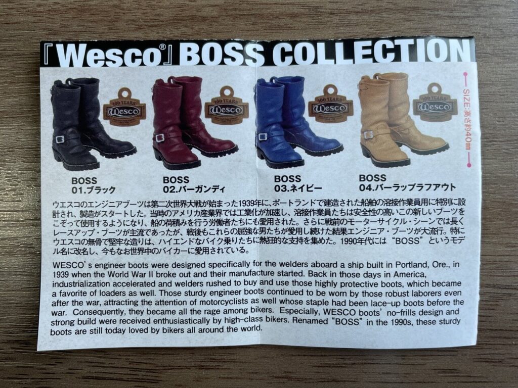 Wesco BOSS COLLECTION カプセルトイのミニブックの見開き