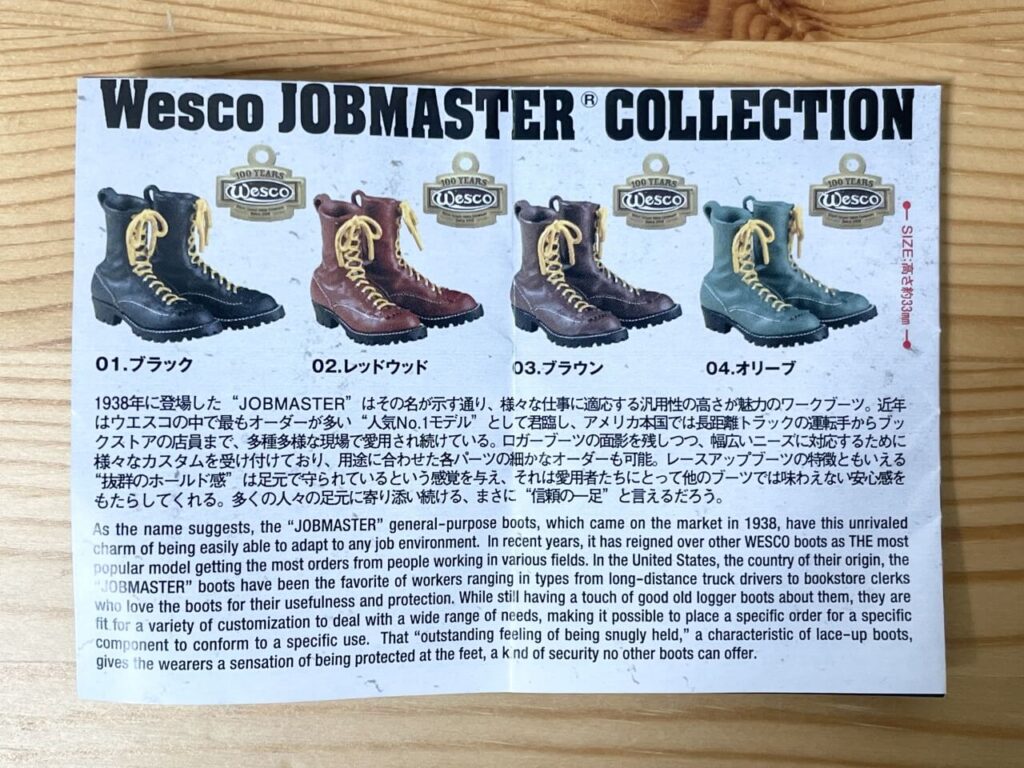 Wesco JOBMASTER COLLECTION カプセルトイのミニブックの見開き