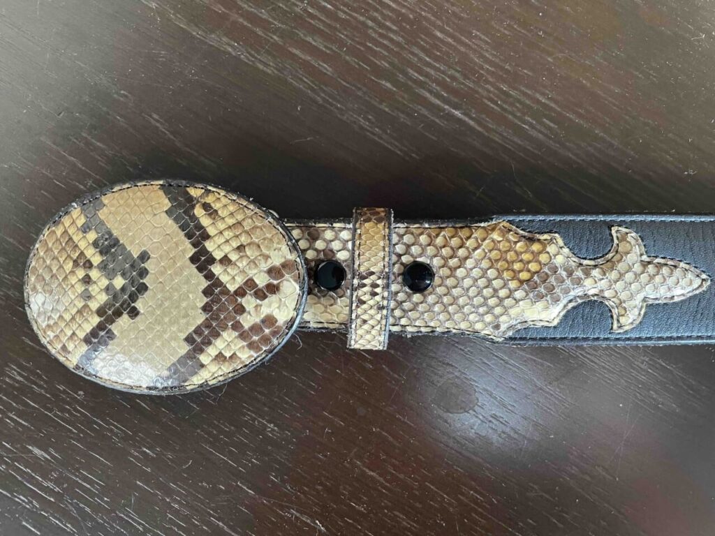 シミが残ったパイソンレザー
