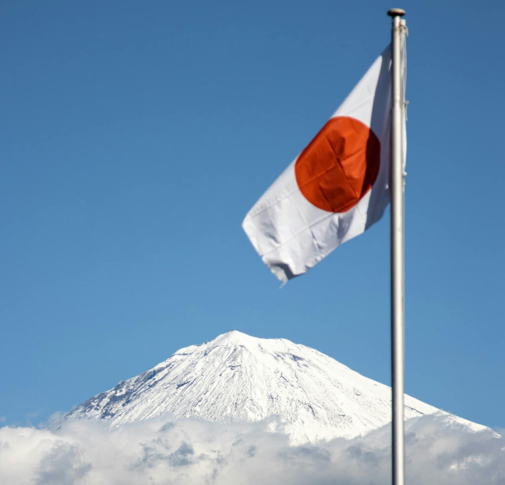 日本国旗と富士山