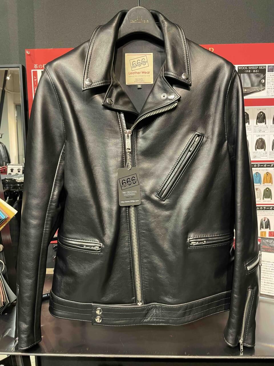 666 LJM-8TF タイトフィットフロントフラップライダースジャケット(正面)