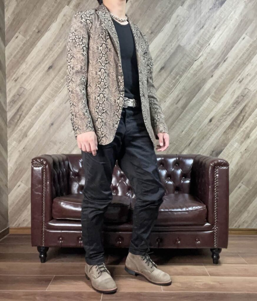 JINYAウエスタンテーラードとアイアンレンジャー8087を合わせたコーディネイト。