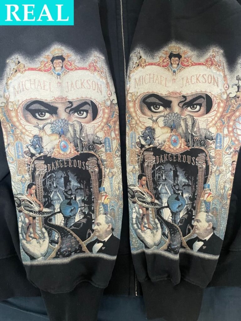 本物のSupreme x Michael Jackson Dangerous Zip Up Hooded Sweatshirtの袖プリント