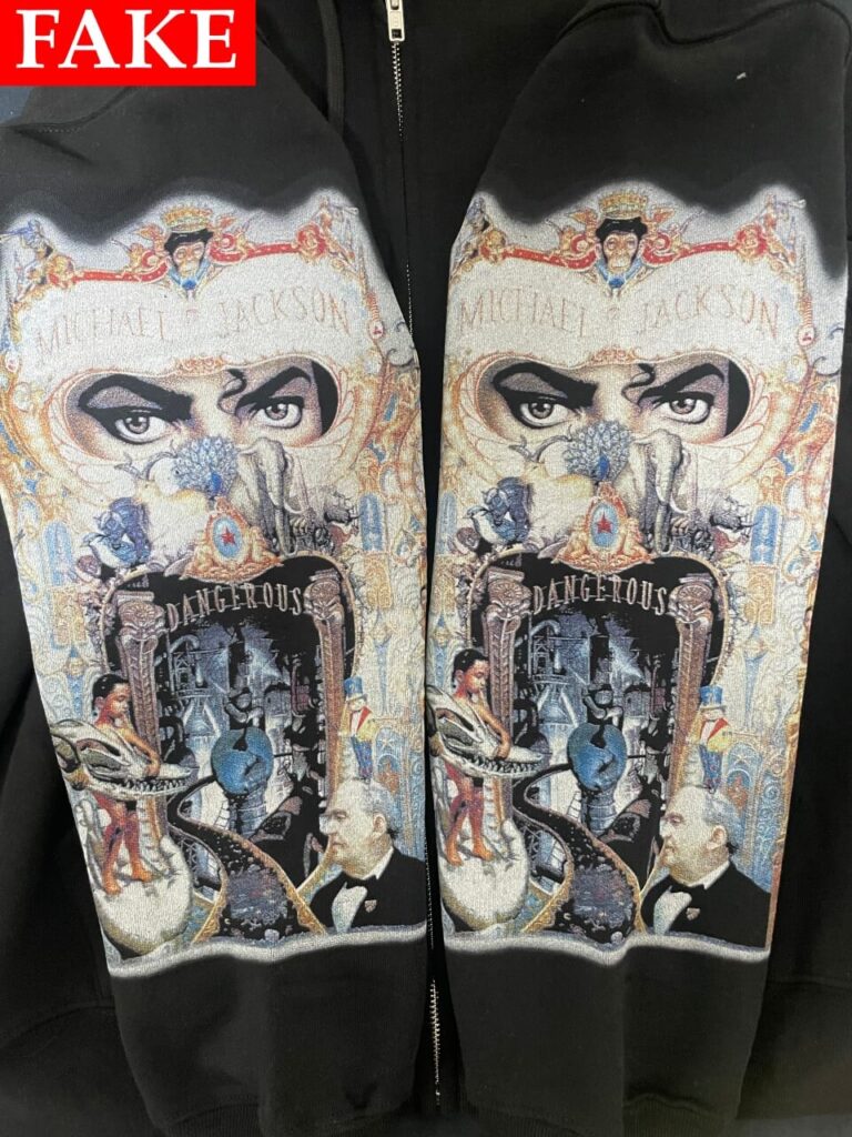 偽物のSupreme x Michael Jackson Dangerous Zip Up Hooded Sweatshirtの袖プリント
