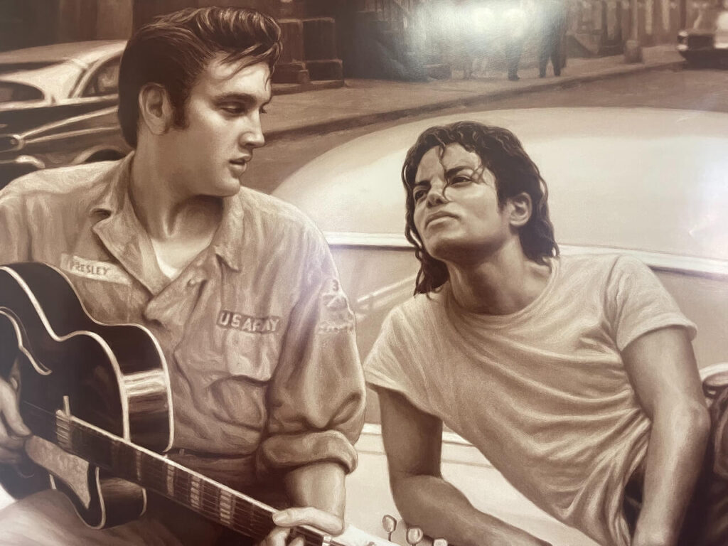 マイケル・ジャクソンのポスター『Elvis&Michael』の細部